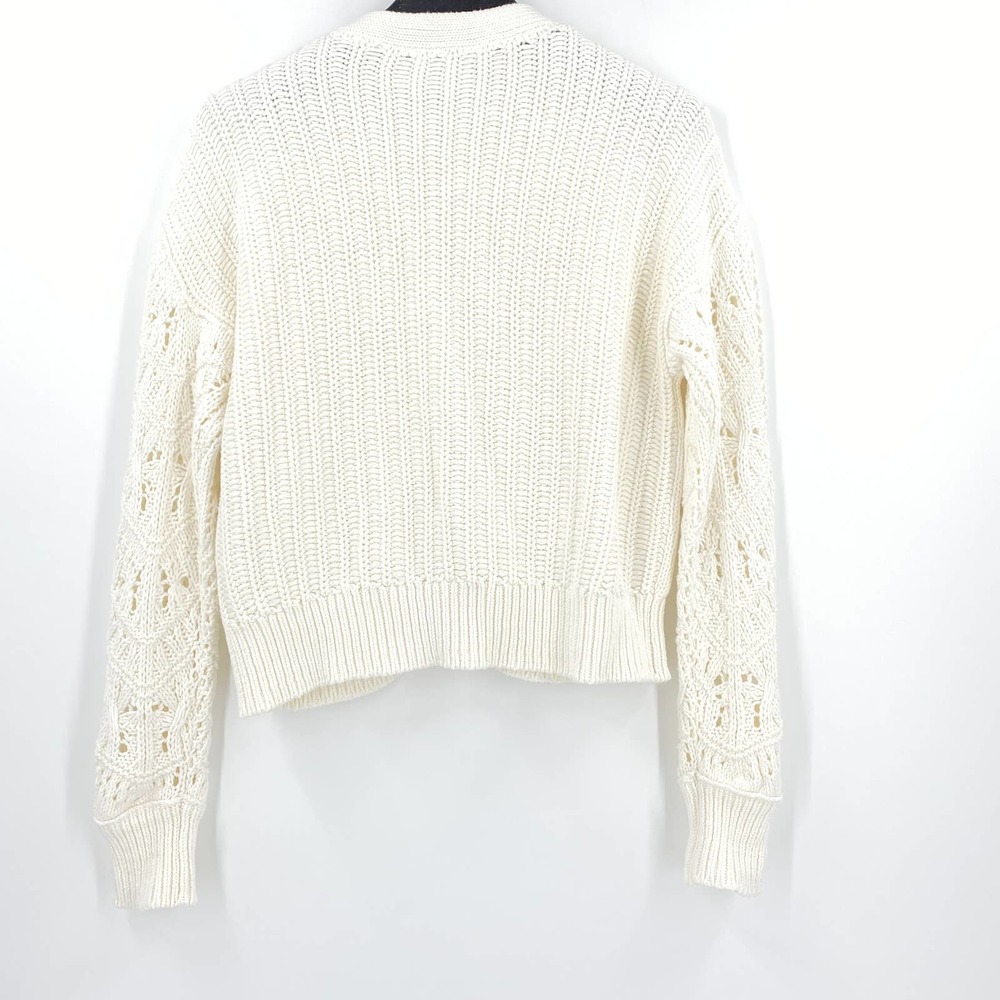 Sundance Aveline White Cotton Button Down V Neck Cardigan Size Petite XS - Picture 4 of 4